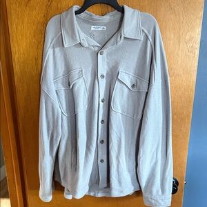 Arizona Jean Company Gray Button-Up Shirt Jacket